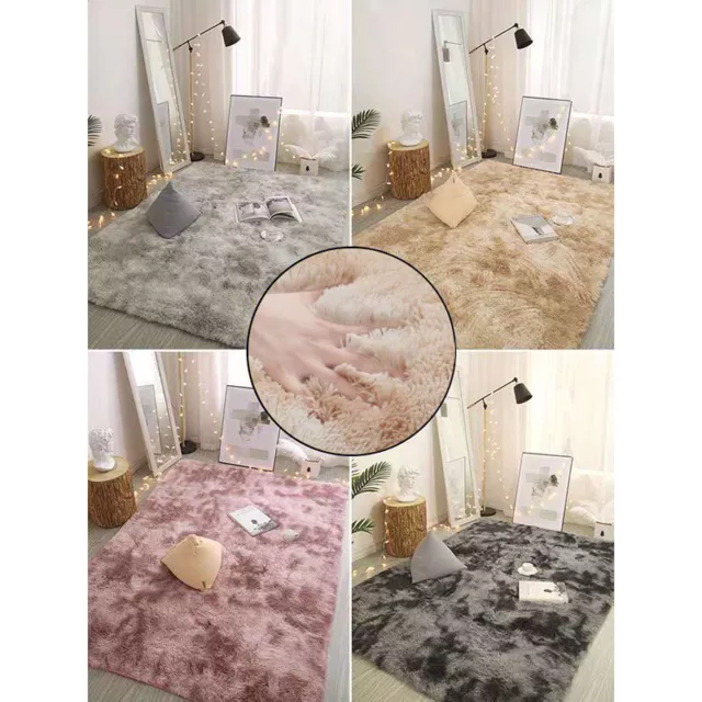 Fluffy Rugs Anti-Skid Shaggy Area Rug Dining Room Carpet Floor Mat Home Bedro $d