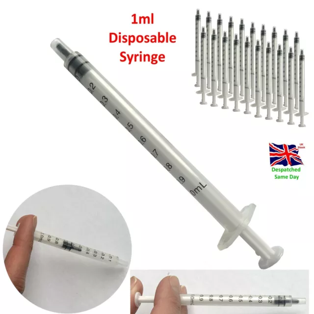 1ml Disposable Syringe Plastic Non Medical Grade Pets Oiling Hobby Precision