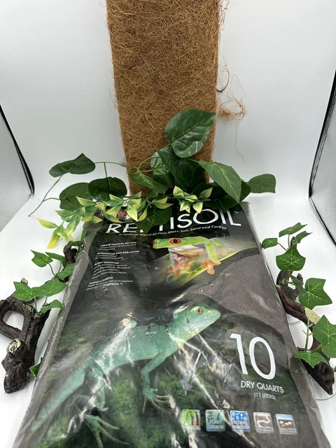 Zoo Med Reptisoil Blend 10Qt Bundle w coconut fiber mat & decorations Bundle