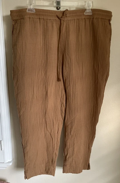 J. Jill Womens Cotton Gauze Tie-Waist Pants in Vicuna Size XLP (Petite) NWT