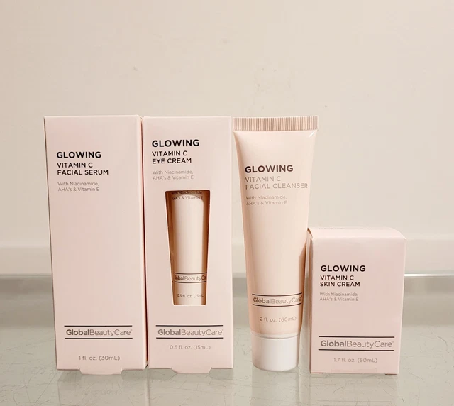 GLOBAL BEAUTY CARE Glowing Vitamin C Serum Eye Cream Face Cram Set 4pc