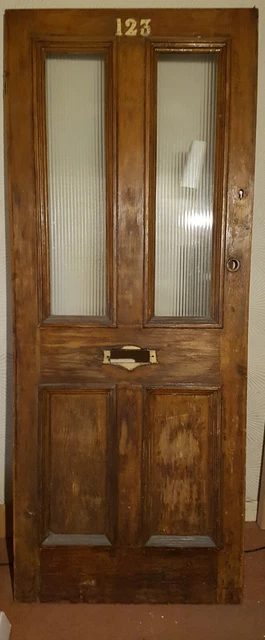Vintage wood front door 80 & 3/4 in  x 32 & 1/2in with letter box