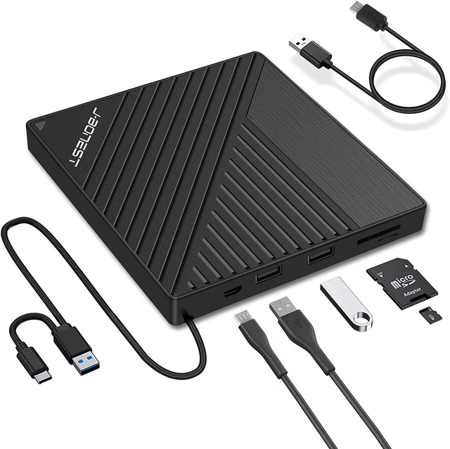 JBonest externes DVD CD-Laufwerk USB3.0 Typ C mit SD/TF Kartenleser tragbare Festplatte
