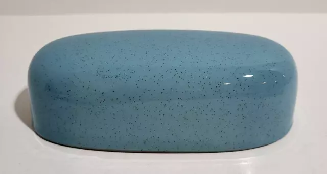 Vintage Sky Blue Gray Harkerware Butter Dish Powder Blue 6x3"  1960s LID ONLY