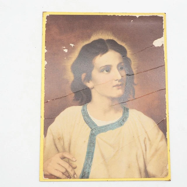 Young Jesus Cristo Litho Arte Estampado Vtg