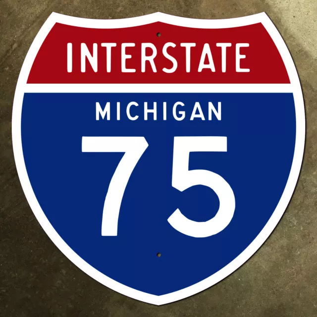 Michigan interstate 75 Detroit highway route marker 1957 road sign 12x12