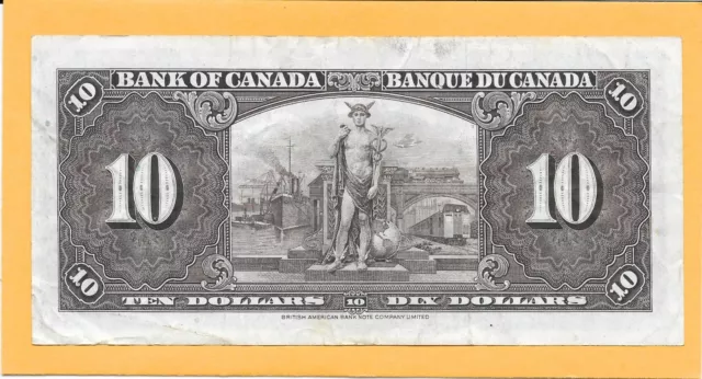 1937 Bank Of Canada 10 Dollar Bill H/T3933326Cool # Very Nice Crisp (Circulated) 2