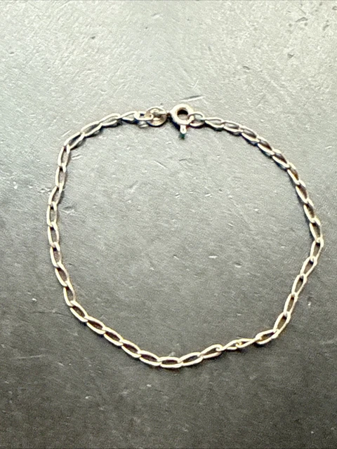 Bracelet Gourmette Ancien En Argent Massif 925 - Chaine Maille Tank Style Art Déco - Occasion