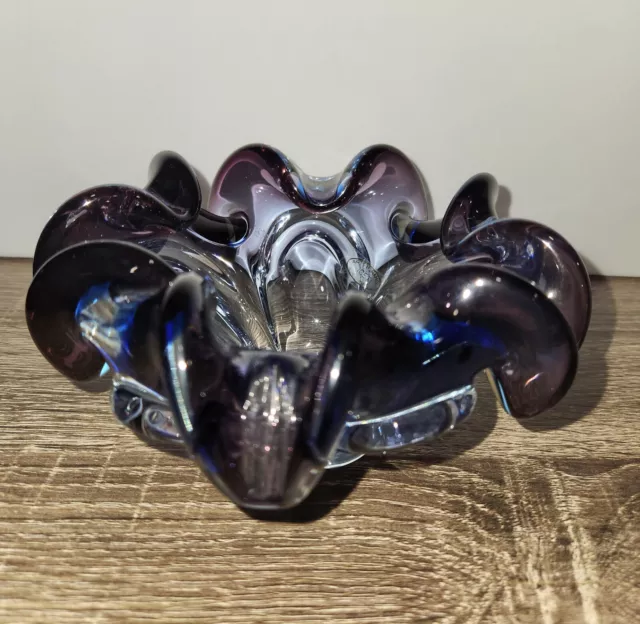 Vintage Beautiful Arte Murano Blue/Purple Bowl Ashtray