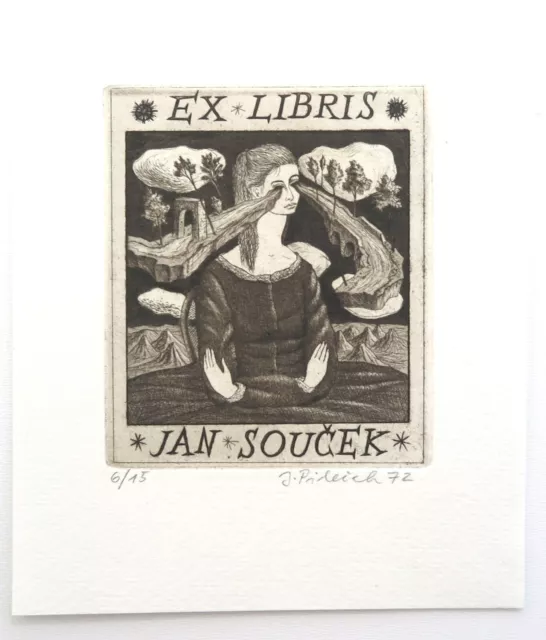 Jindrich PILECEK  Exlibris Radierung / etching AUFLAGE / EDITION 15