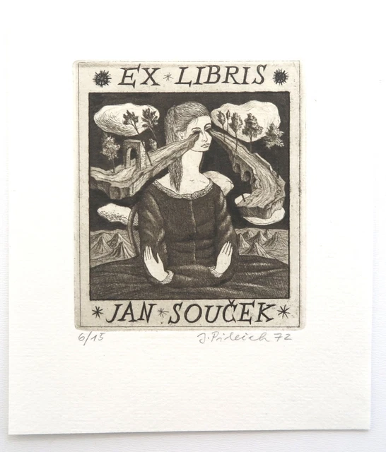 Jindrich PILECEK  Exlibris Radierung / etching AUFLAGE / EDITION 15