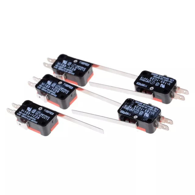 5Pcs V-153-1C25 Long Hinge Lever Arm Basic Micro Limit Switch Snap 15A TSC_tu
