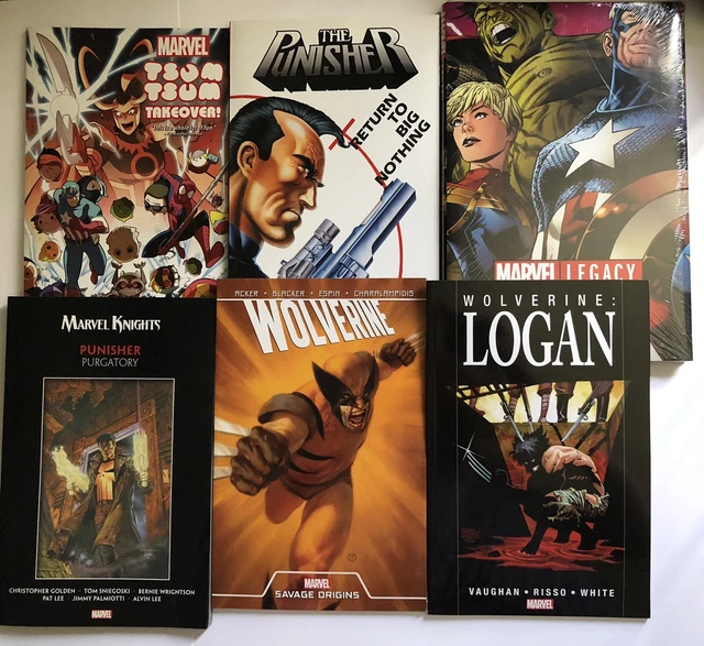 Marvel Lot Of Six TPB THE PUNISHER WOLVERINE LOGAN MARVEL LEGACY