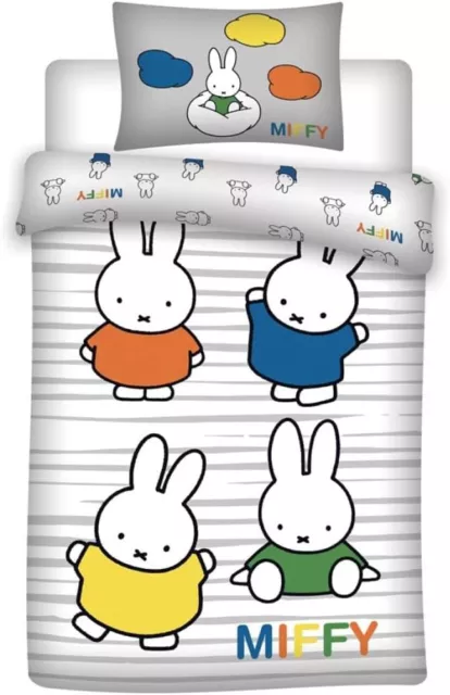 Miffy Toddler Bed and Cot Reversible Cotton Duvet Cover with Pillow Case