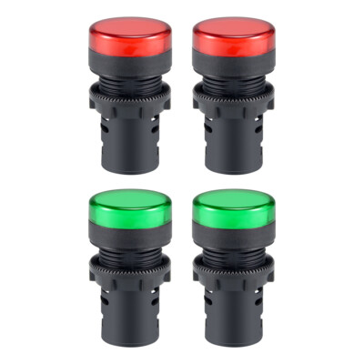 sourcingmap® 3 pezzi Verde Giallo LED rosso Luce Spia Pannello Spia Luminosa 22mm DC 12V 