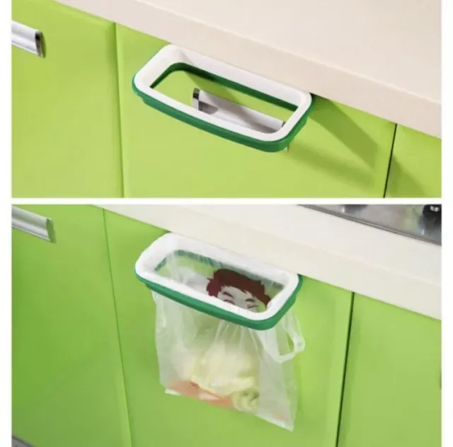 Portable Hanging Trash Rubbish Bag Holder Cabinet Door Cupboard Kitchen Bin