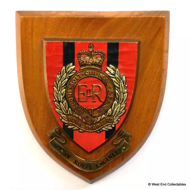 Old 1950s Corps of Royal Engineers British Army Plaque Shield Crest Badge A