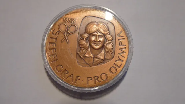 Medaille Steffi Graf Pro Olympia 1988 Bronze in Münzkapsel