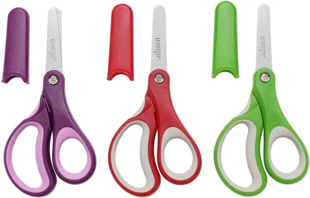5" Left and Right Handed Kids Scissors, Safety Blunt Tip Scissors 3 Pack