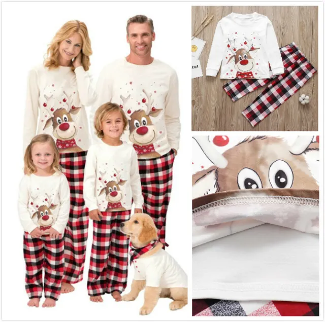 Family Matching Adult/Kids Christmas Pyjamas Xmas Warm Nightwear Pajamas PJs Set