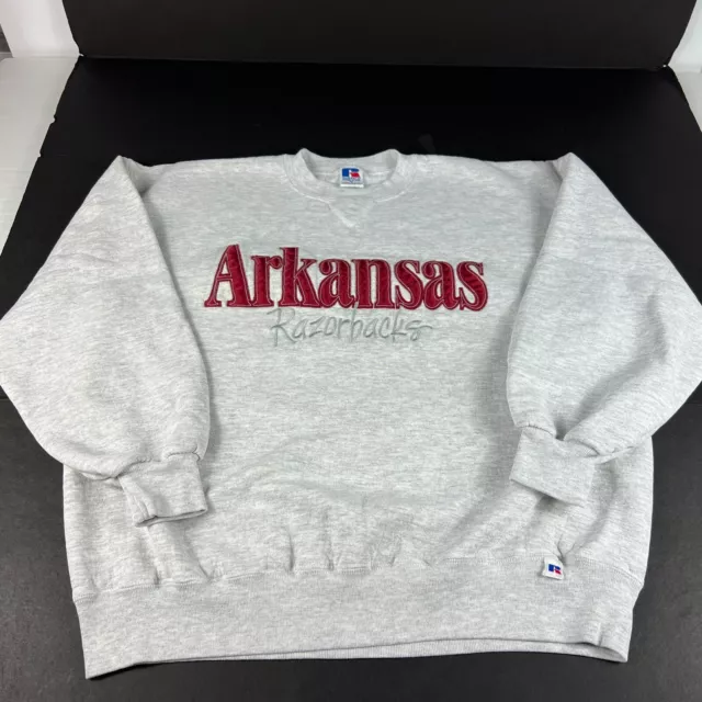 VTG 90s Arkansas Razorback Sweatshirt Extra Large Grey Embroidered Crewneck