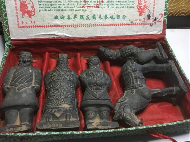 Vintage Boxed Set Tomb Of Emperor Qin Shi Huang Dynasty 5 Terracotta Figurines