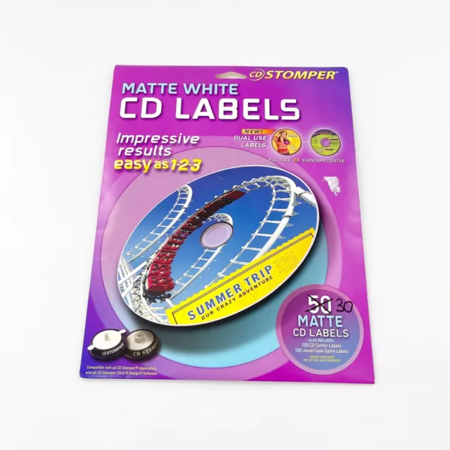 CD Stomper Labels, Laser/Ink Jet, 30 PK, Matte White 30 Labels Design Print READ