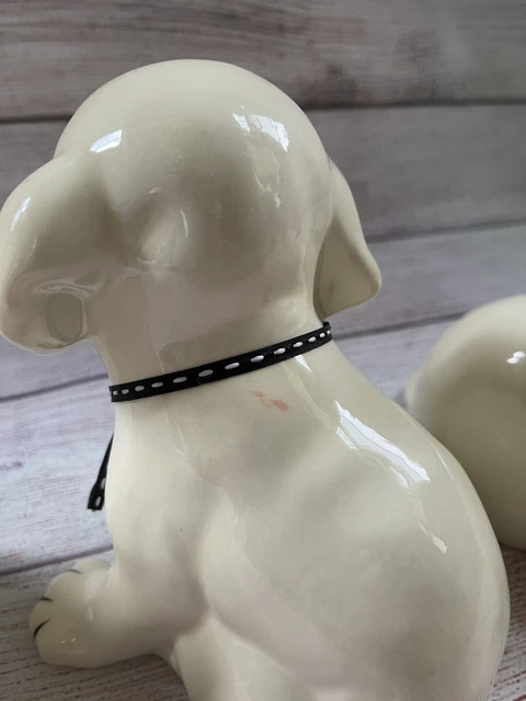 Vintage Large Ceramic Puppy Statue Figurines Set Of 3 Cream/white 4