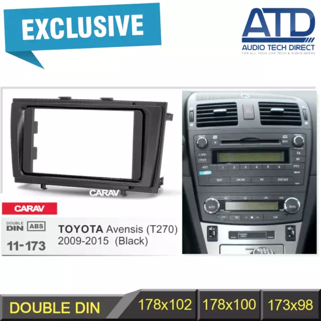 11-173 Double 2 din Carénage Voiture Radio Panel 200 x 100mm pour Toyota Avensis