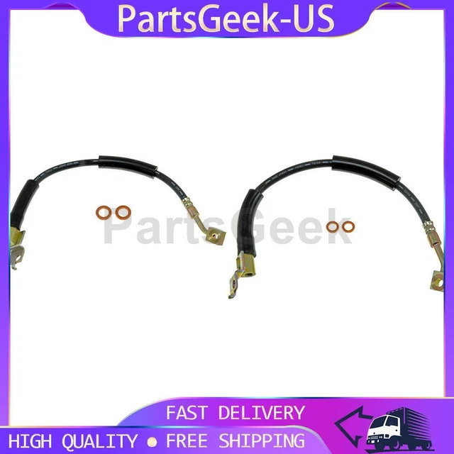 2x Front Left & Right Brake Hydraulic Hose Dorman for Jeep Cherokee 1990-2001
