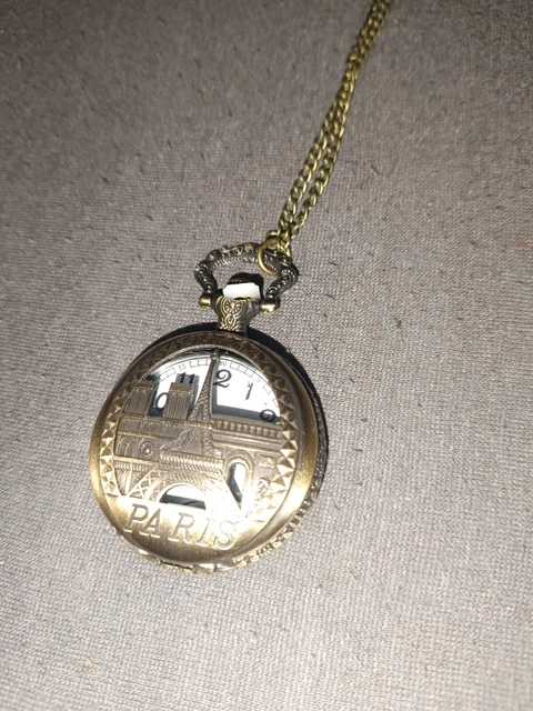 Montre De Poche Cupillard Rieme Quartz - Boîtier Plaqué Or Gravée - Cadran Blanc Romain - Occasion
