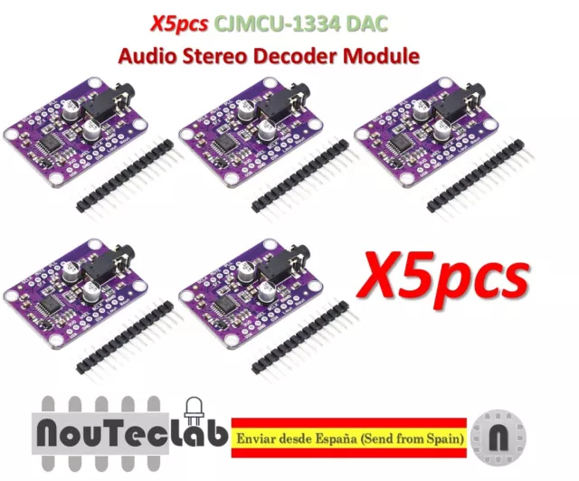 5pcs CJMCU-1334 DAC Module UDA1334A I2S DAC Audio Stereo Decoder Module Board