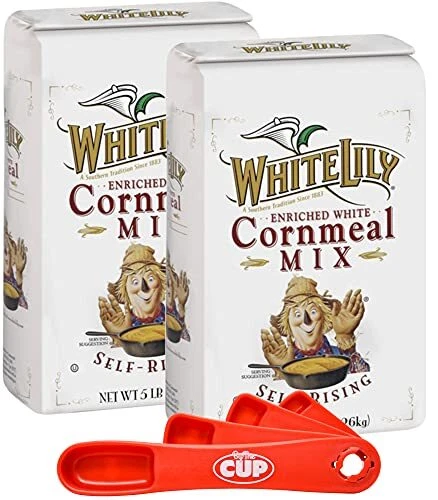 White Lily Enriched White Self-Rising Cornmeal Mix 5 lb Bag (Pack of 2) with ...