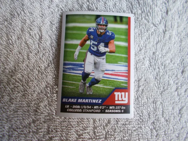 Panini NFL Sticker & Card 2021 "BLAKE MARTINEZ" #324 New York Giants Sticker