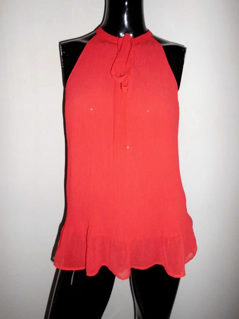 AMPLE LEGER HAUT Rouge Double Femme Zara Effet Accordeon T:36/38