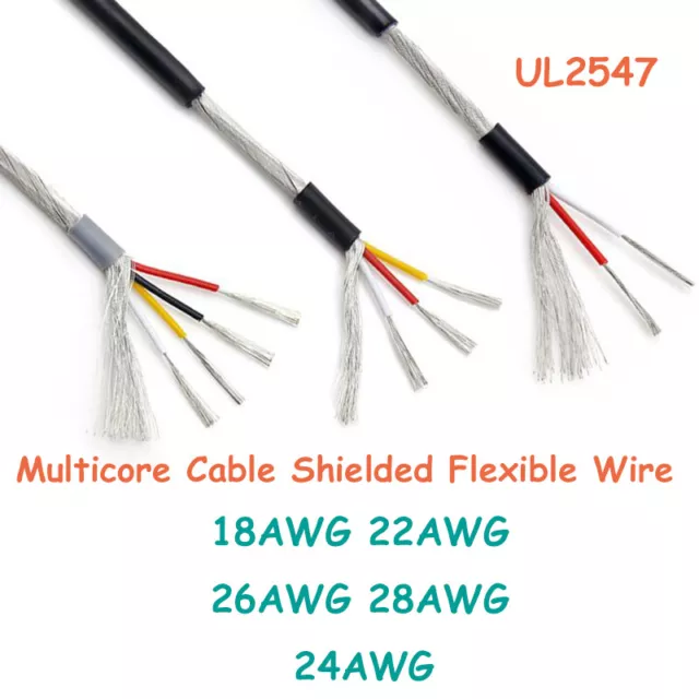 Multicore Cable Shielded Flexible Wire 18-28AWG Copper Audio Signal Leads UL2547