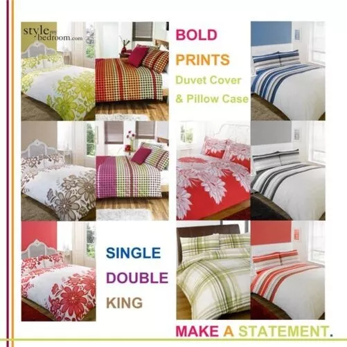 3pc Cama Estampado Funda Edredón Colcha Set En 5 Diseños Individual Doble y King