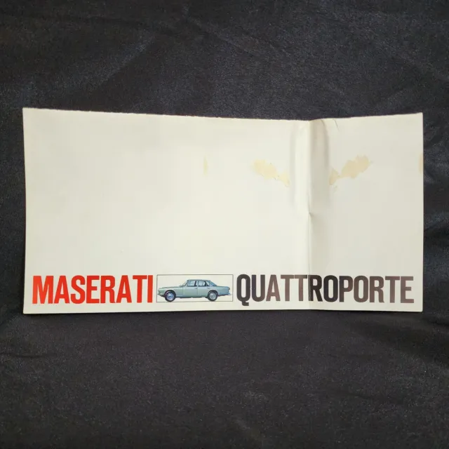 ~ Maserati Quattroporte ~ Color Car Multi Language Sales Brochure  1969 CREASED