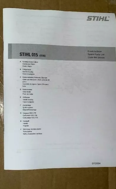 015 L, AV, 015AV, Pro, AVP Stihl motosierra diagrama manual
