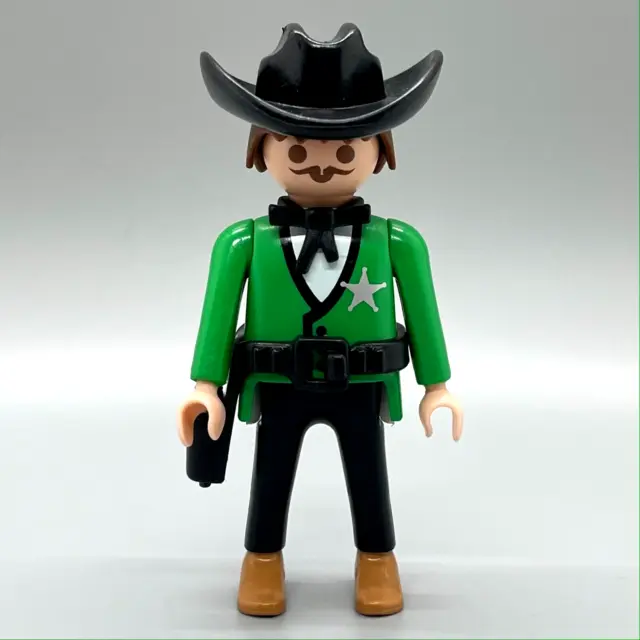 Playmobil Sheriff Cowboy Marshal Horse Western Male Hat Gun Brown Hair Mustache