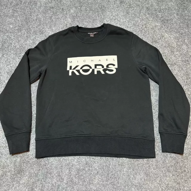 Michael Kors Sweater Mens Small Black Pullover Crewneck Spellout LOGO Sweatshirt