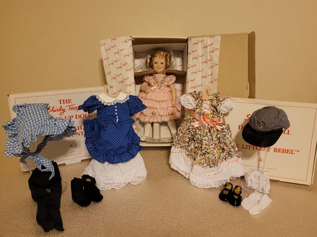 Shirley Temple Doll Danbury Mint Little Rebel with Boxed Dresses Hats Outfits