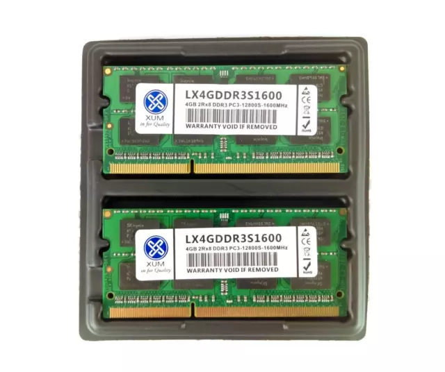 XUM 8GB (2x4GB) DDR3 PC3-12800S 1600MHz 204-Pin RAM LAPTOP Memory LX4GDDR3S1600