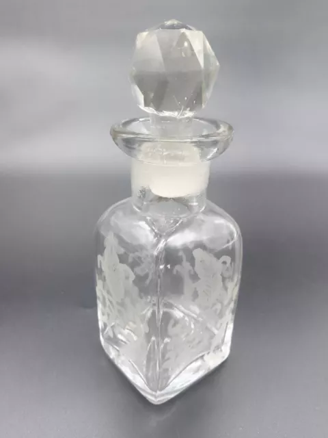 Small Antique Etched Glass Decanter