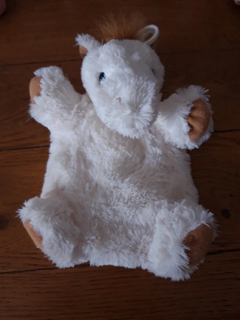 RODADOU Doudou Marionnette Roda Rodadou, Cheval ane  Blanc et marron