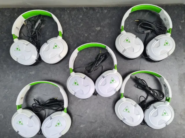 5 pairs TurtleBeach Ear Force White gaming headsets Untested- for repair or Prop
