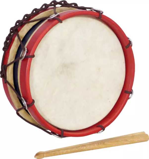 Atlas Rope Tension TABOR DRUM . Red & Blue, 2 Sticks. Great Fun! From Hobgoblin