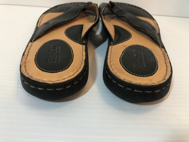 Born Women's Thong Slide Sandal Size 9 Black Leather Comfy Opanka Flip Flop EUC 3