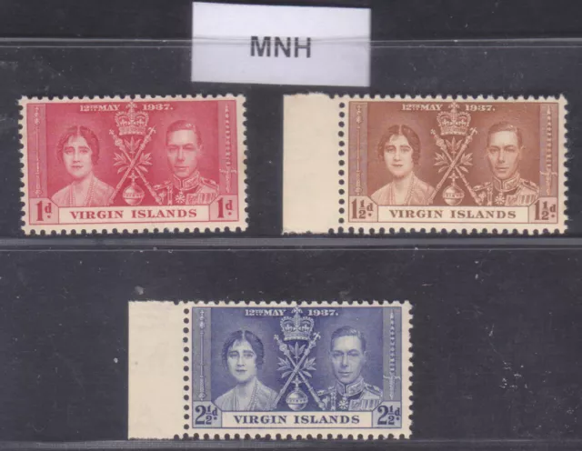 Sephil Virgin Islands 1937 Kg Vi Coronation Set Of 3 Fine Mnh Stamps