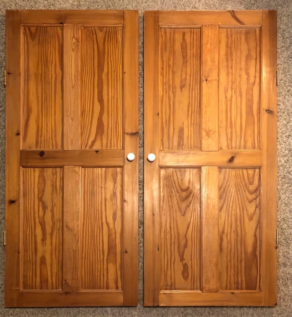 Vintage Reclaimed Wooden Cupboard Doors, Pair, Set of 3